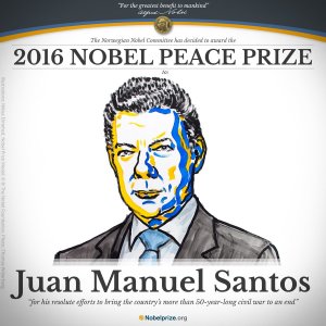 Colombiaanse president Santos schenkt geld Nobelprijs aan slachtoffers