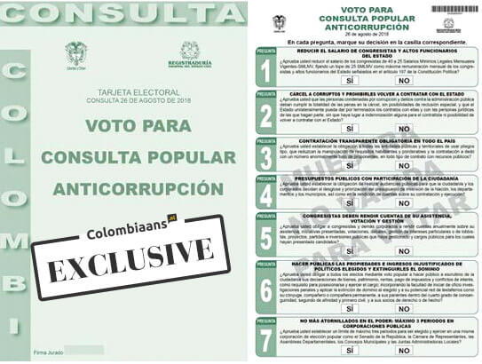 COLOMBIA STEMT VOOR OF TEGEN CORRUPTIE